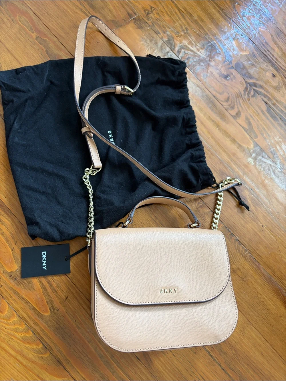 DKNY NWT Felicia Large Top‎ Handle Leather Crossbody Bag Tan Cocktail Wedding